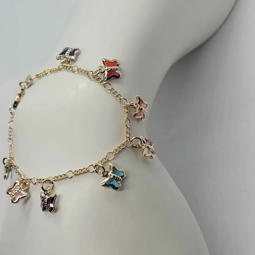 Brazilian 18k Gold Filled Multi color Butterfly Bracelet - Picture 2 of 6